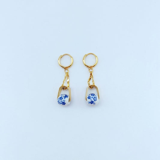 Positano blue-white oorbellen