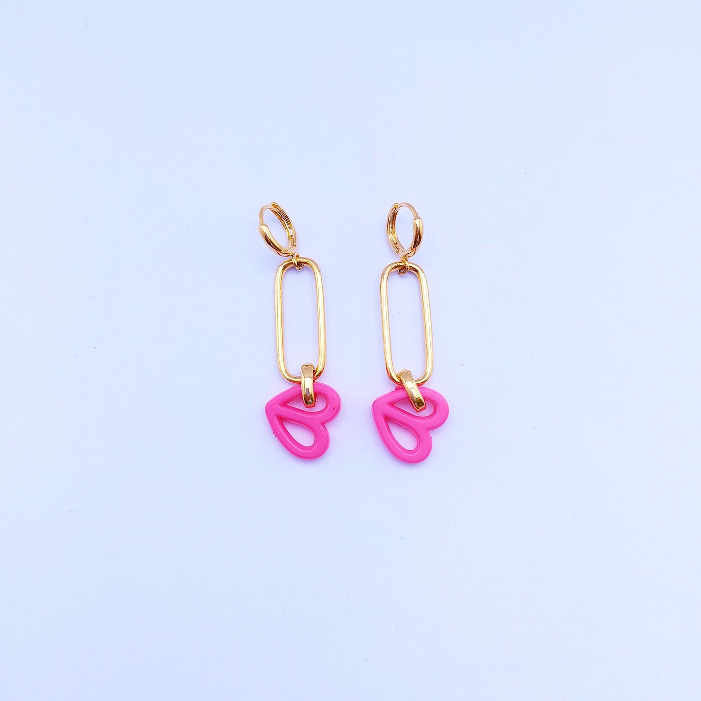 Hanging heart paar oorbellen