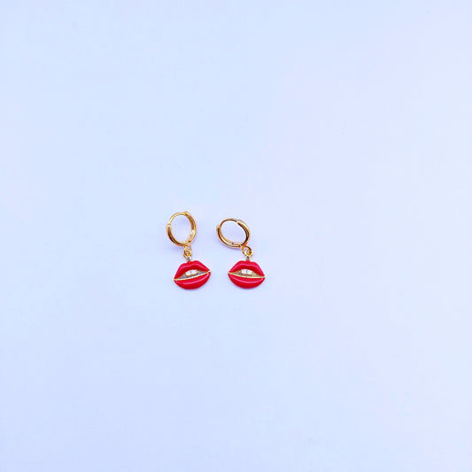 Red lips White teeth oorbellen set