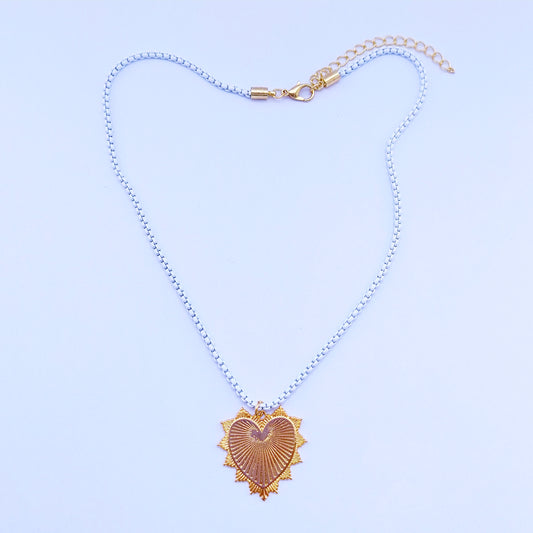 Witte ketting met big heart