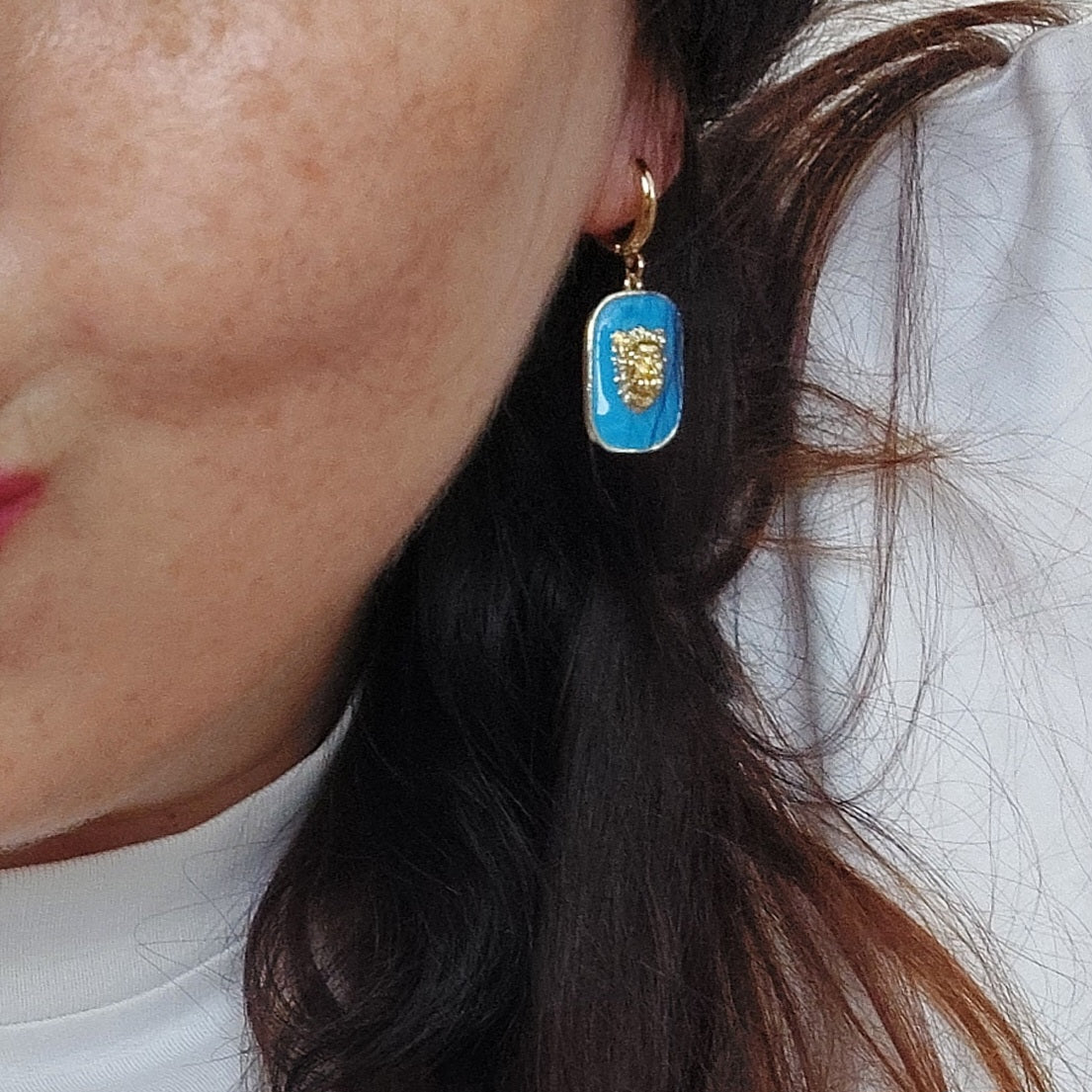 Blue Lagoon turquoise tijger oorbellen