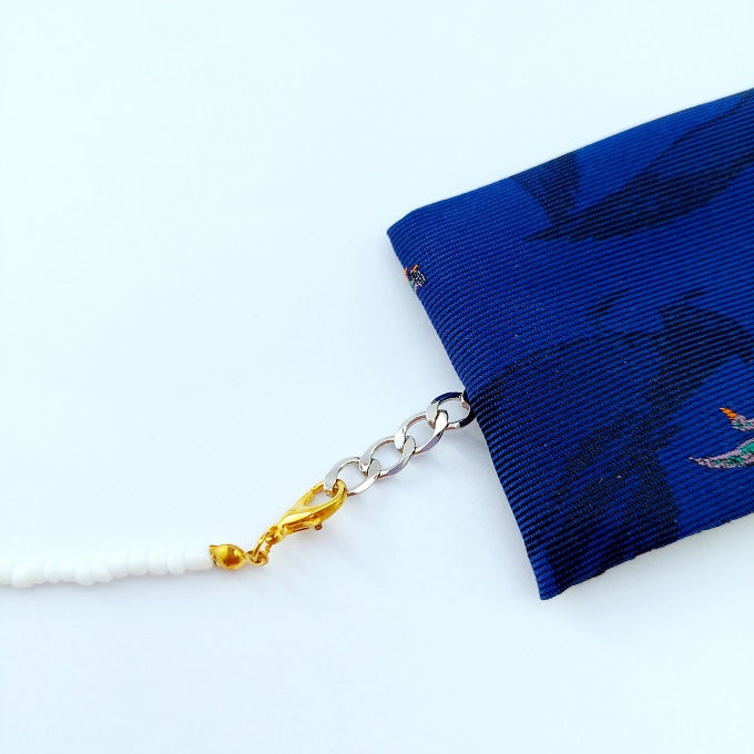 ODE stropdas ketting cobalt - wit - vogel