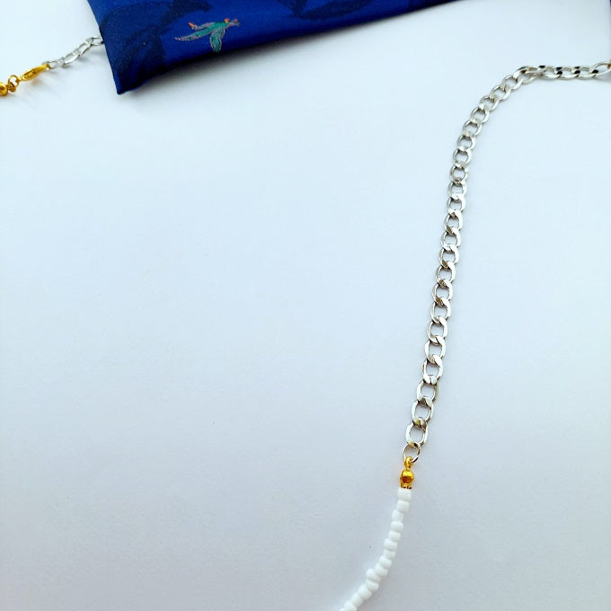 ODE stropdas ketting cobalt - wit - vogel