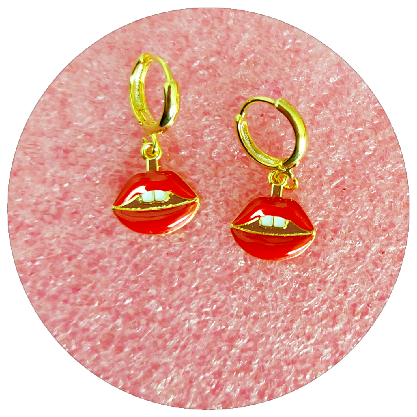 Red lips White teeth oorbellen set