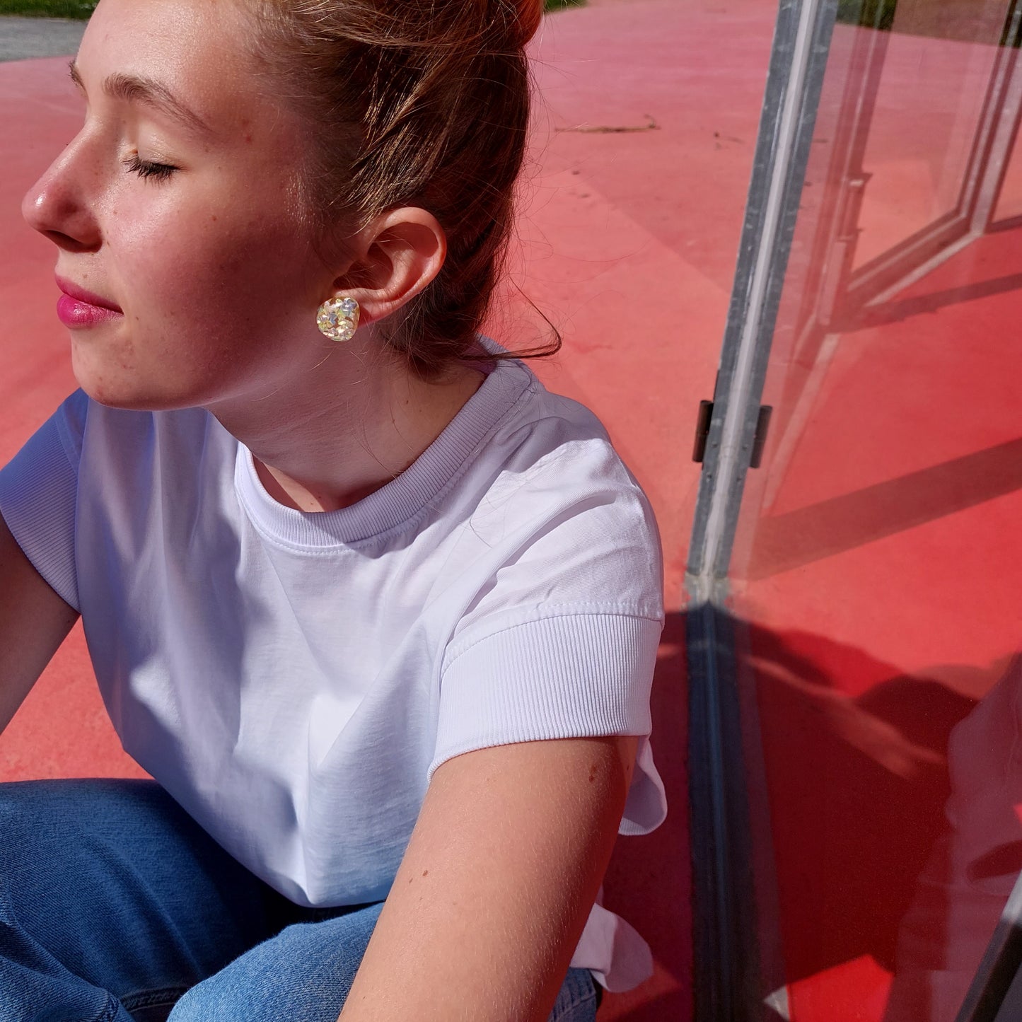 Holografische glitter oorbellen