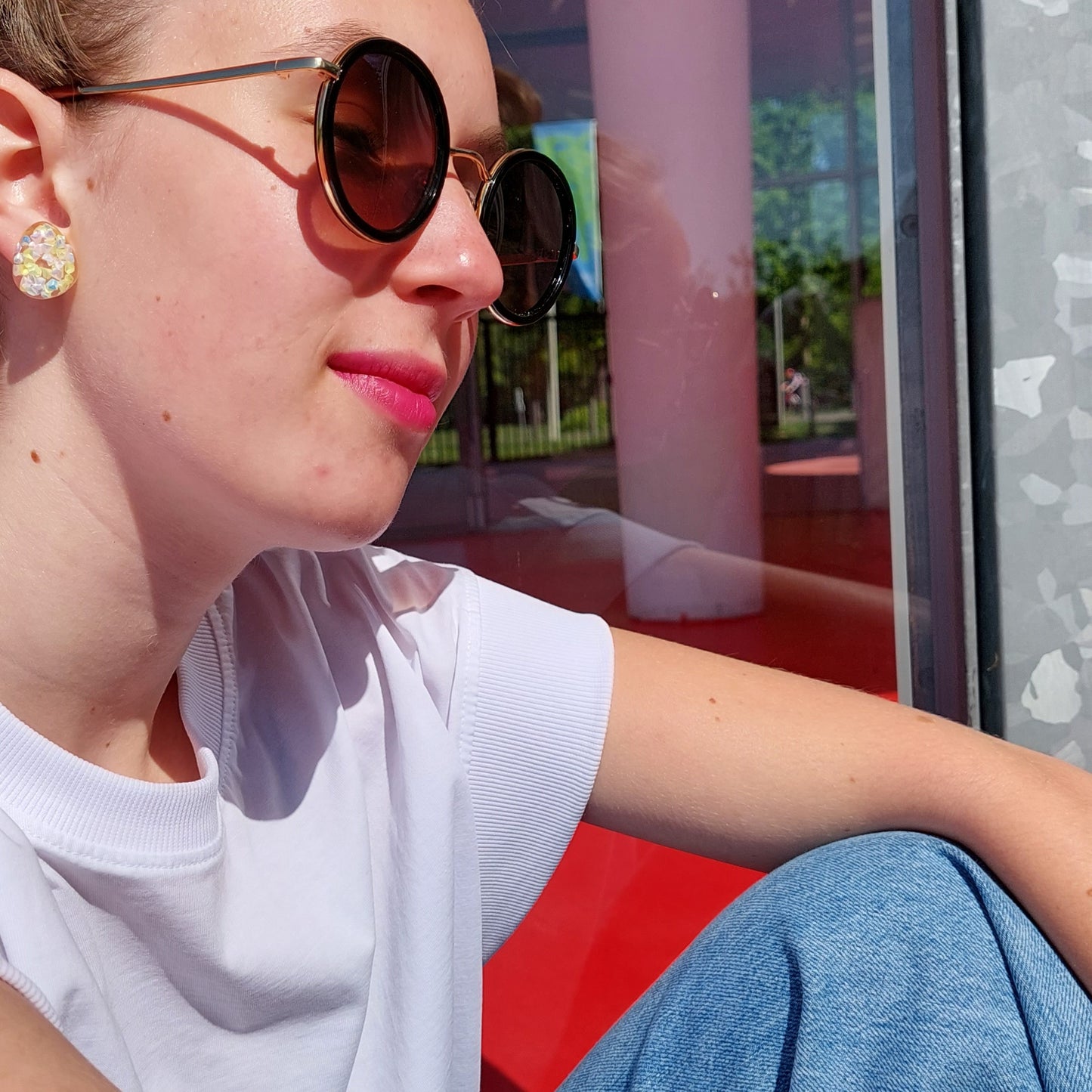 Holografische glitter oorbellen