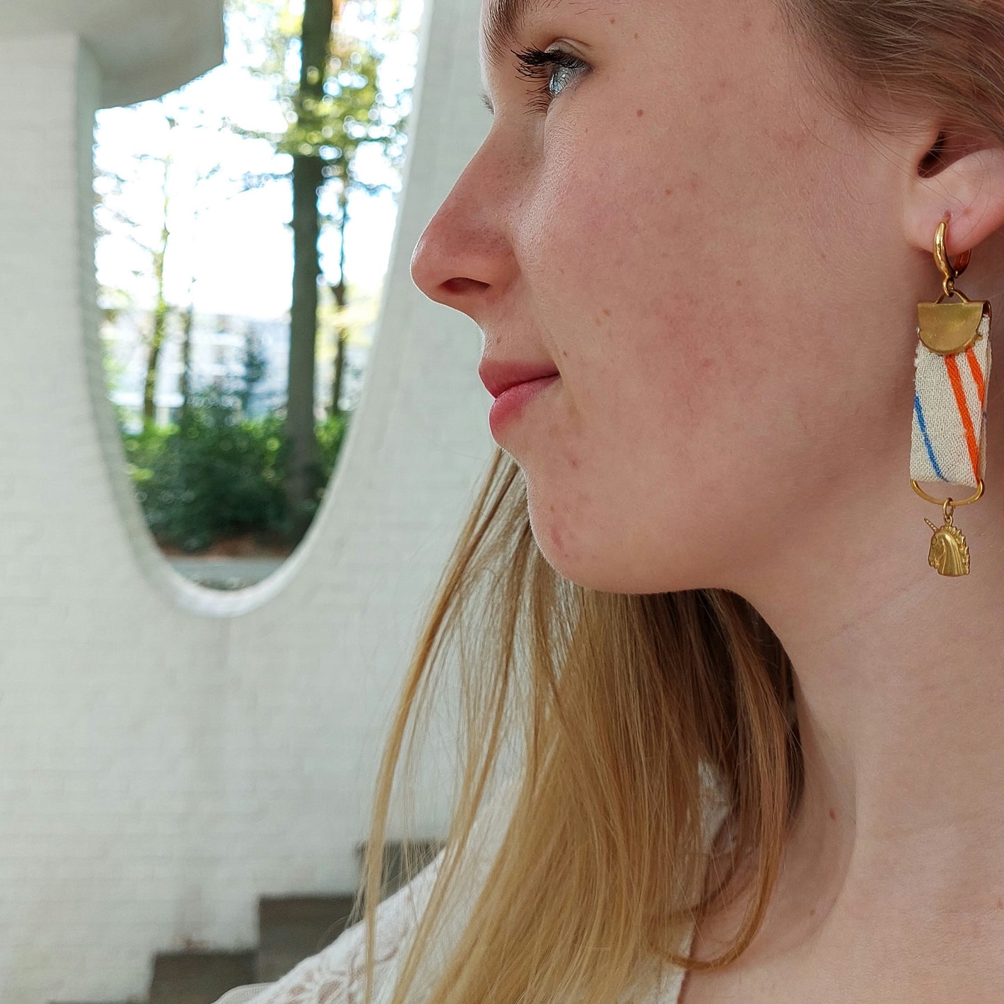 Ibiza unicorn medaille oorbel set