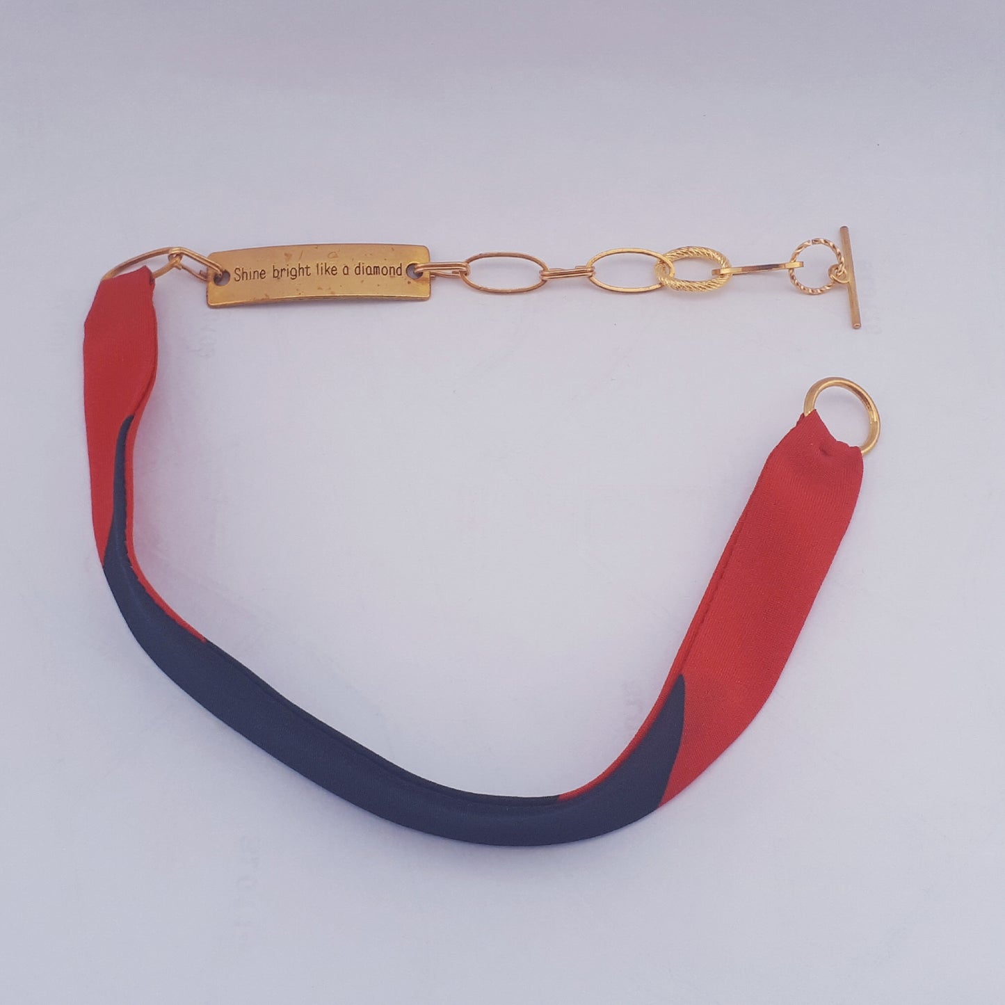 Marine blauw rood - Shine Bright Like a Diamond - dubbel twist statement armband