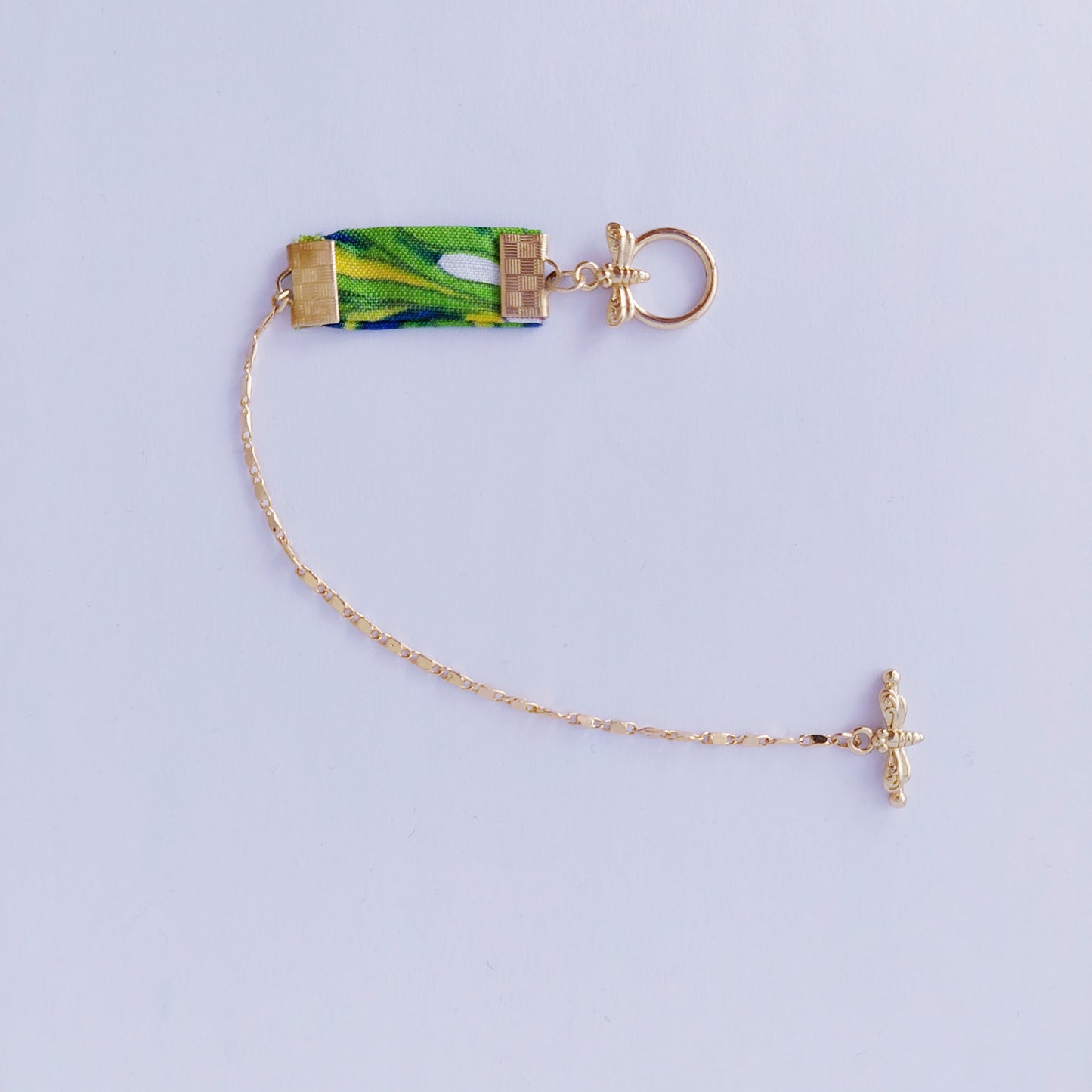 Libelle Medaille armband - groen/geel - " Blossem Garden "