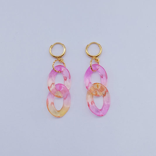 Ocean breeze pink sun oorbellen set