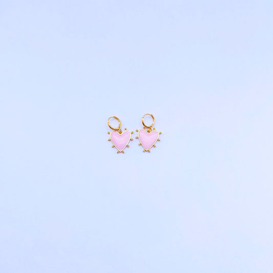 Pink heart oorbellen set