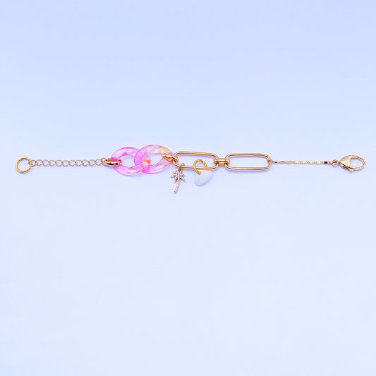 Ocean breeze armband - pink sun armband  met hangertjes