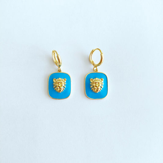 Blue Lagoon turquoise tijger oorbellen