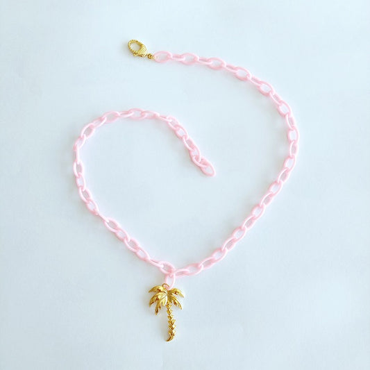 Pink ketting met plamboom