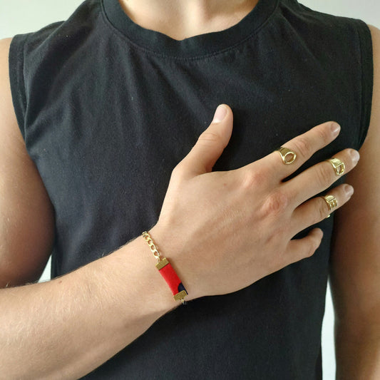 ODE fijne medaille armband rood