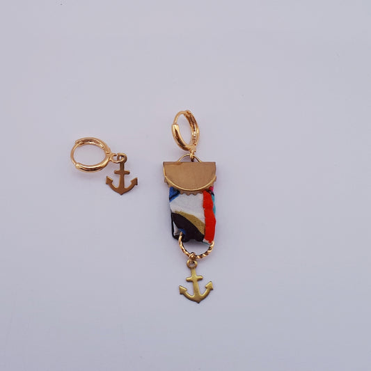 Vintage beauty anker medaille mixed lengte oorbellen