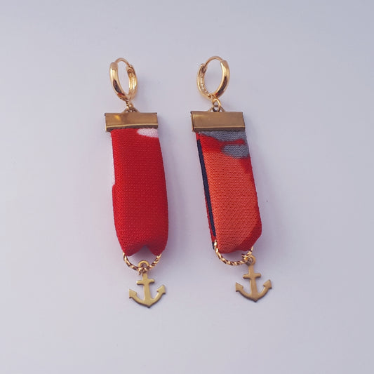 Japan leger medaille anker oorbellen